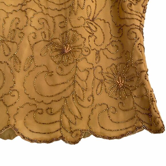 Vintage Gold Beads in Floral Design Sleeveless Top - Picture 6 of 12